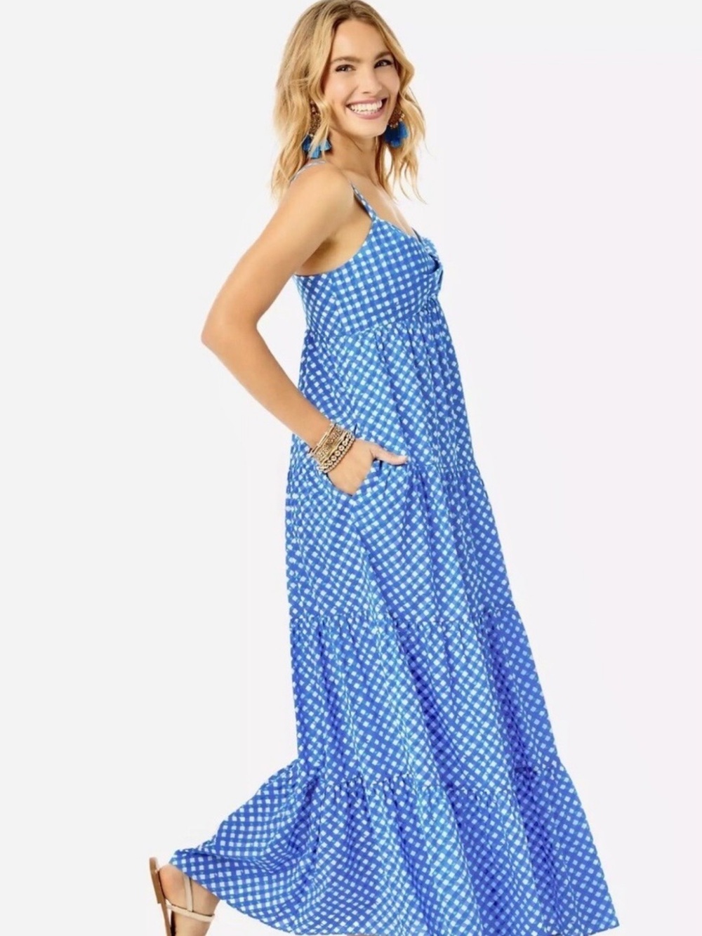 Lilly Pulitzer Shylee maxi dress in Boca blue double checking size 0